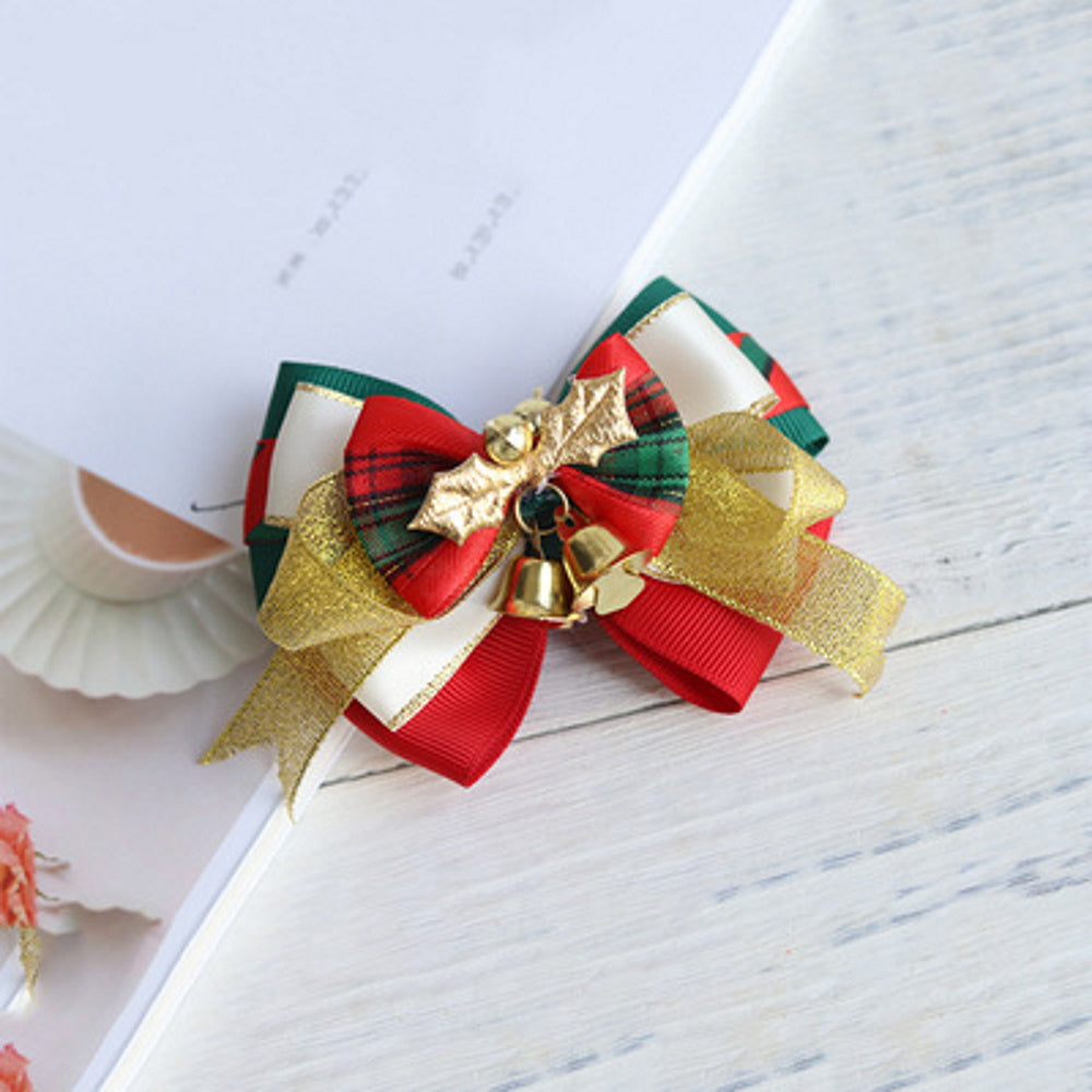 Mistletoe & Bells Bow Knot Christmas Collar